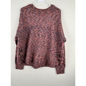 Madewell Size XL Space Dye Birchmont Side Button Wool Blend Pullover Sweater